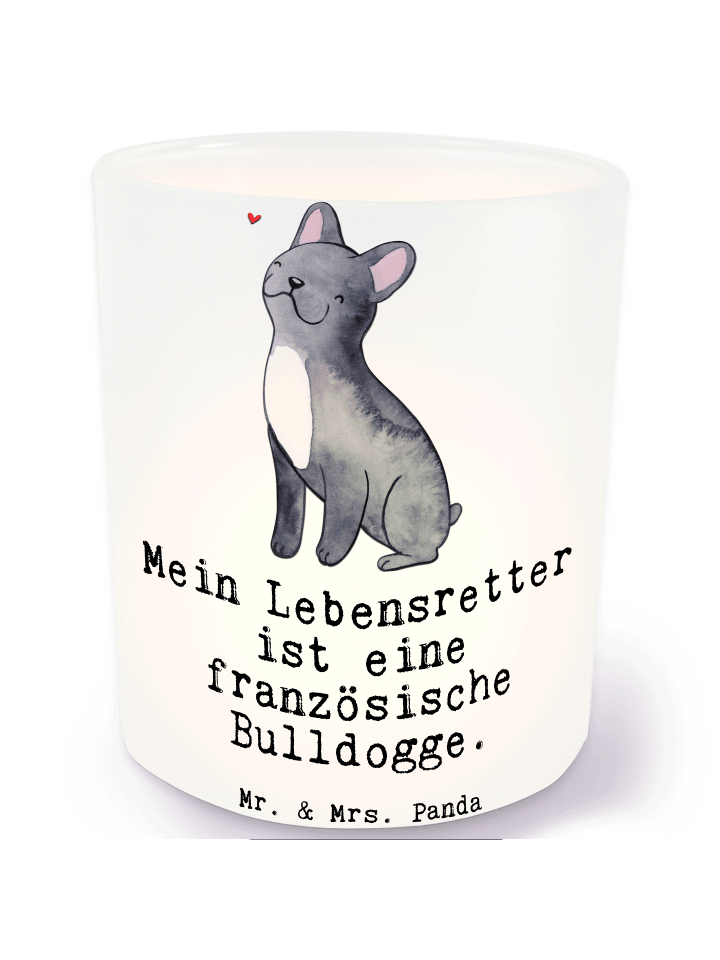 Teelichthalter Glas Französische Bulldogge Lebe... in Transparent