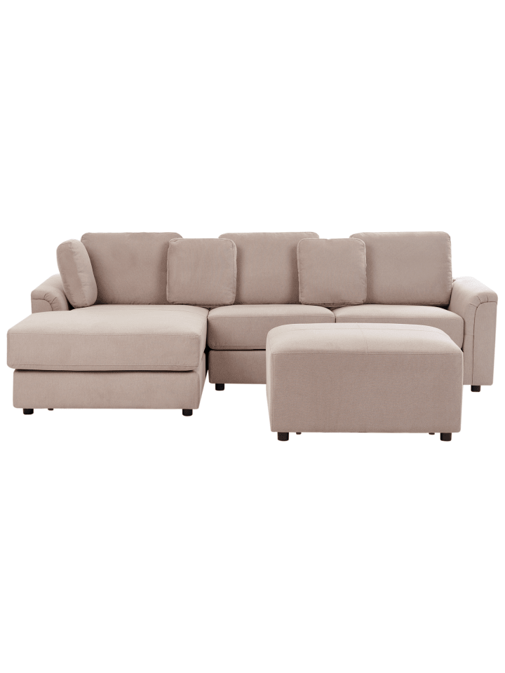 5-tlg 4-Sitzer Sofa KOHLO in Beige/Schwarz rechtsseitig