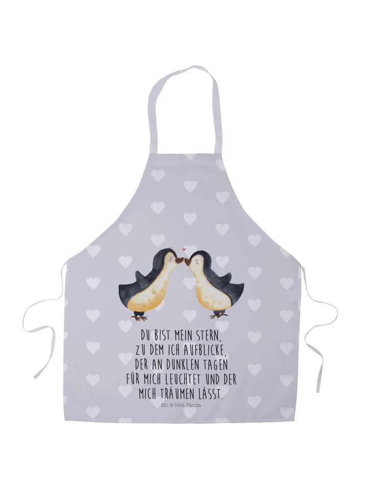 Kellnerschürze Pinguin Liebe mit Spruch in Grau Pastell