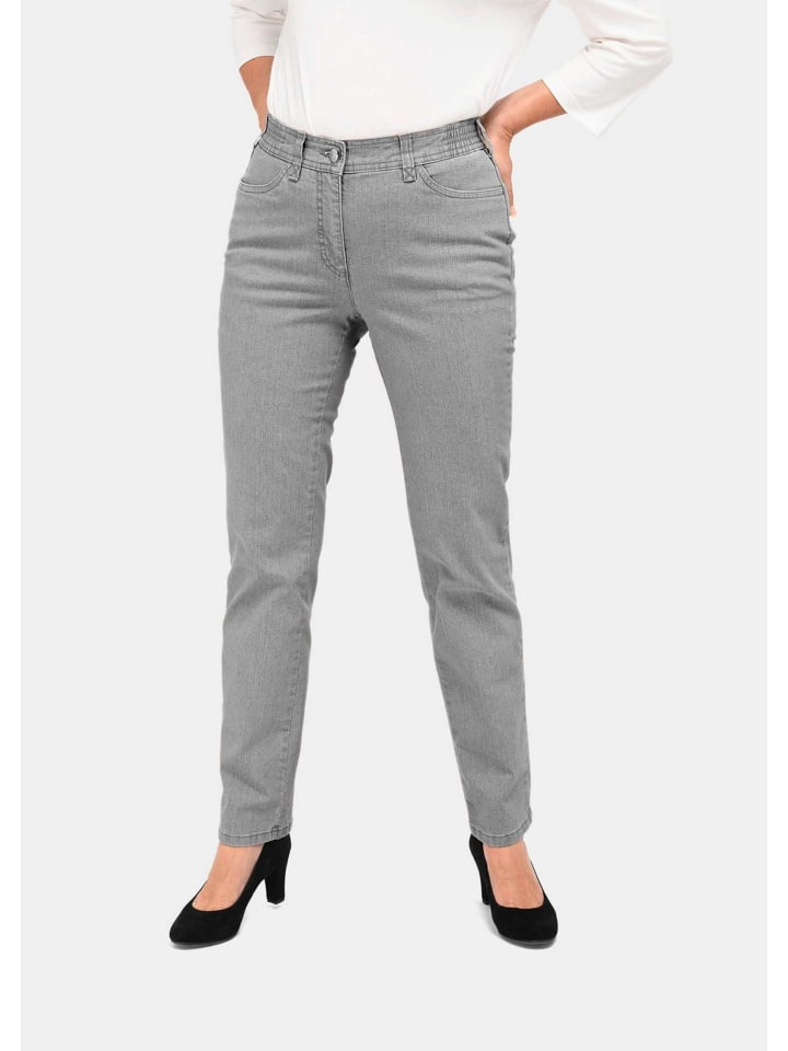 Kurzgröße: Denimhose mit Stretchkomfort in hellgrau