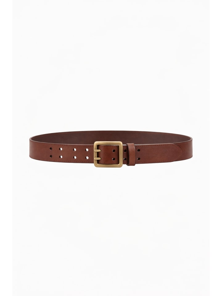Gürtel Double Pin in Dark Brown