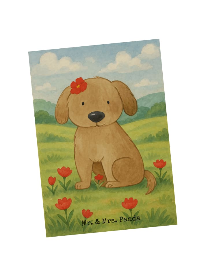 Postkarte Hund Dame Design ohne Spruch in Weiß