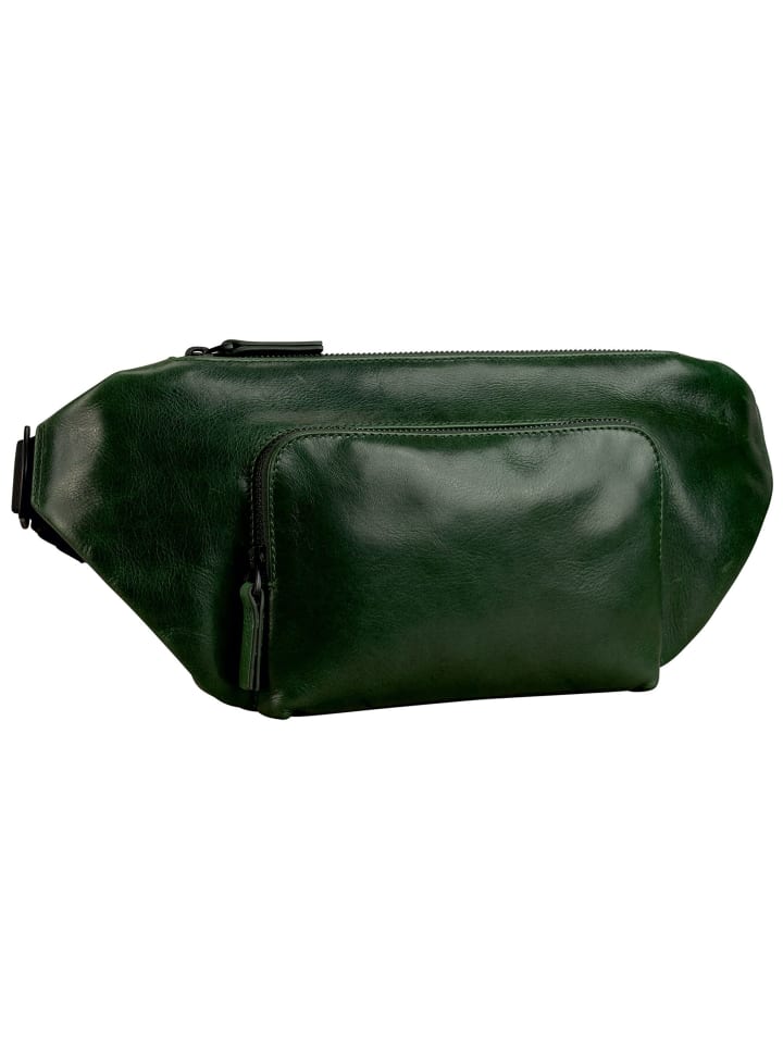 Porto Gürteltasche Leder 28 cm flaschengrün