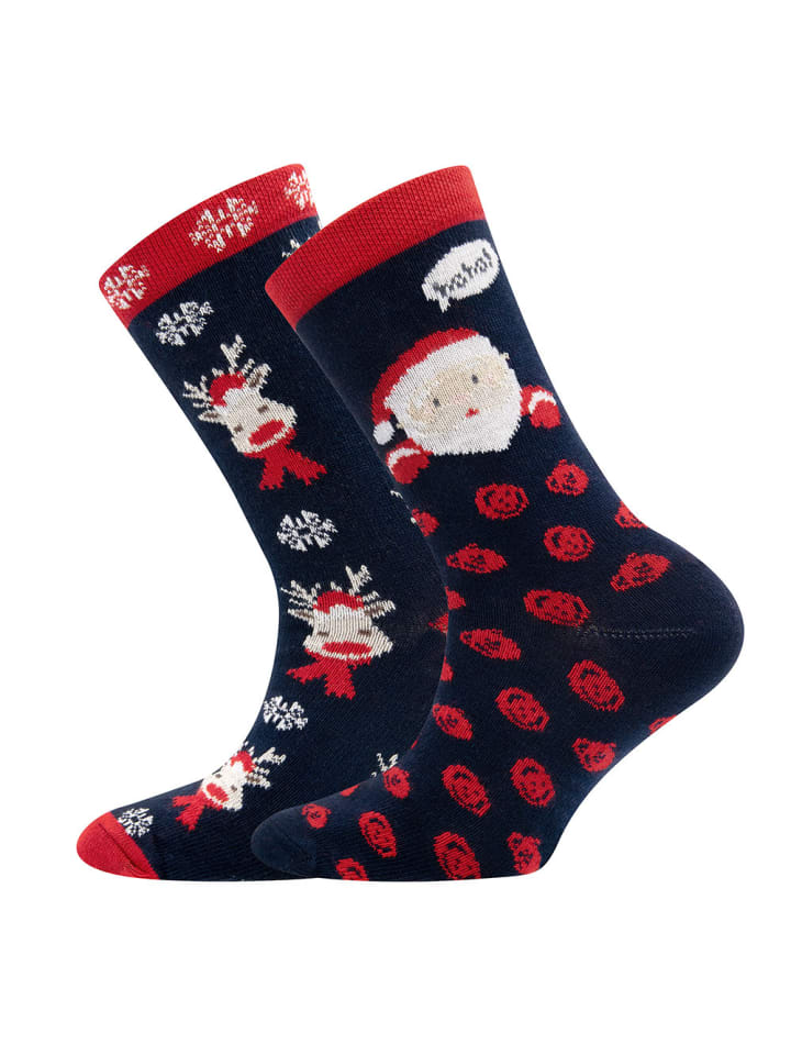 2er-Set Socken 2er Pack Rentiere/HoHoHo in bunt