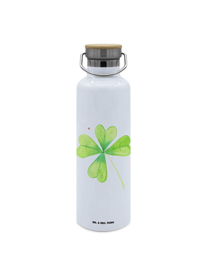 Trinkflasche Blume Kleeblatt ohne Spruch in Weiß