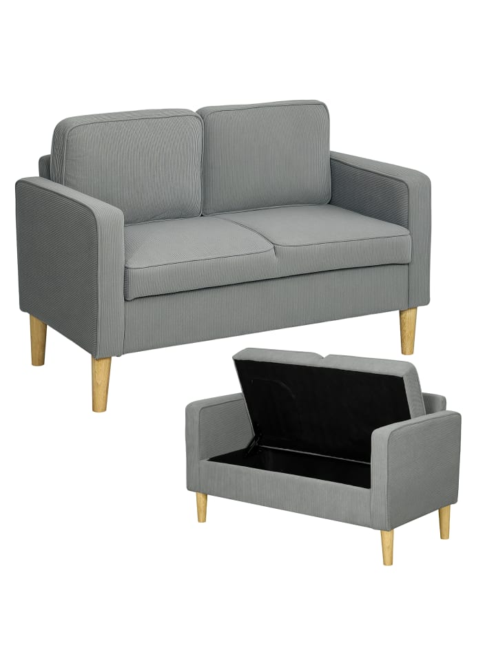 2 Sitzer Sofa in Hellgrau 117L x 63B x 79H cm