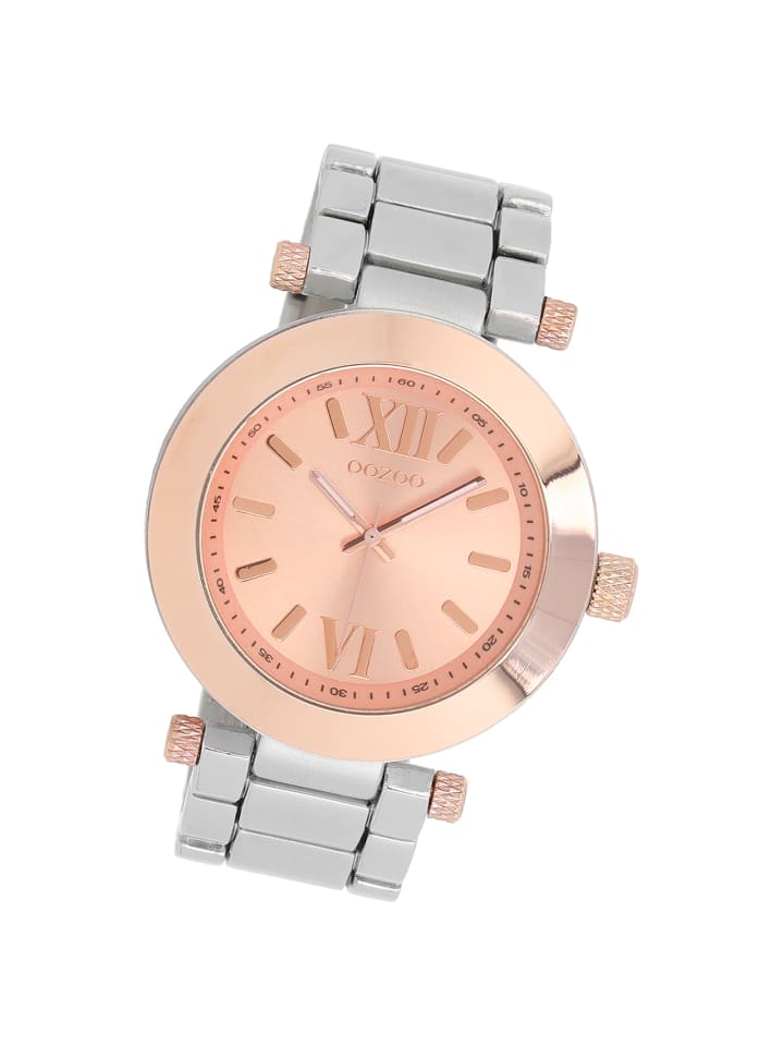 Analog-Armbanduhr Oozoo Vintage Series silber groß (ca. 40mm)