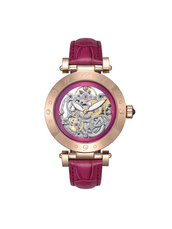 Theodora Automatikuhr mit Lederarmband in Rose Gold/Pink