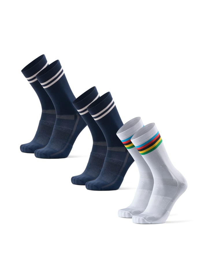 Socken Aero Cycling Crew in navy stripes white stripes