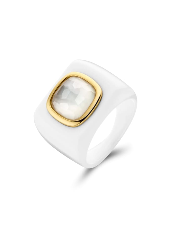 Ring "weiß/perlmutt vergoldet 12255WA" in Gold