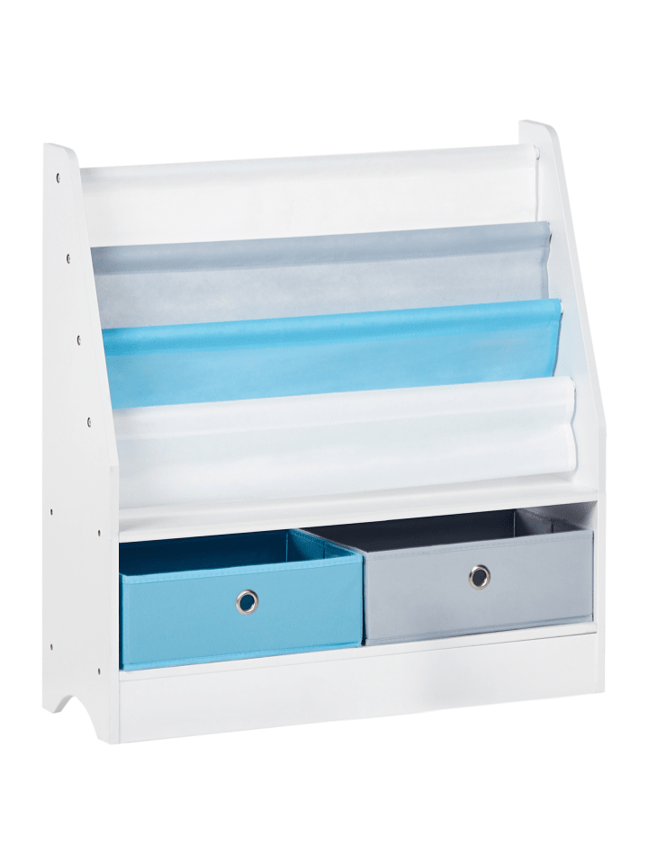 Bücherregal TUMBY in Weiß/Blau/Grau - (W) 77 x (H) 74 x (L) 23 cm