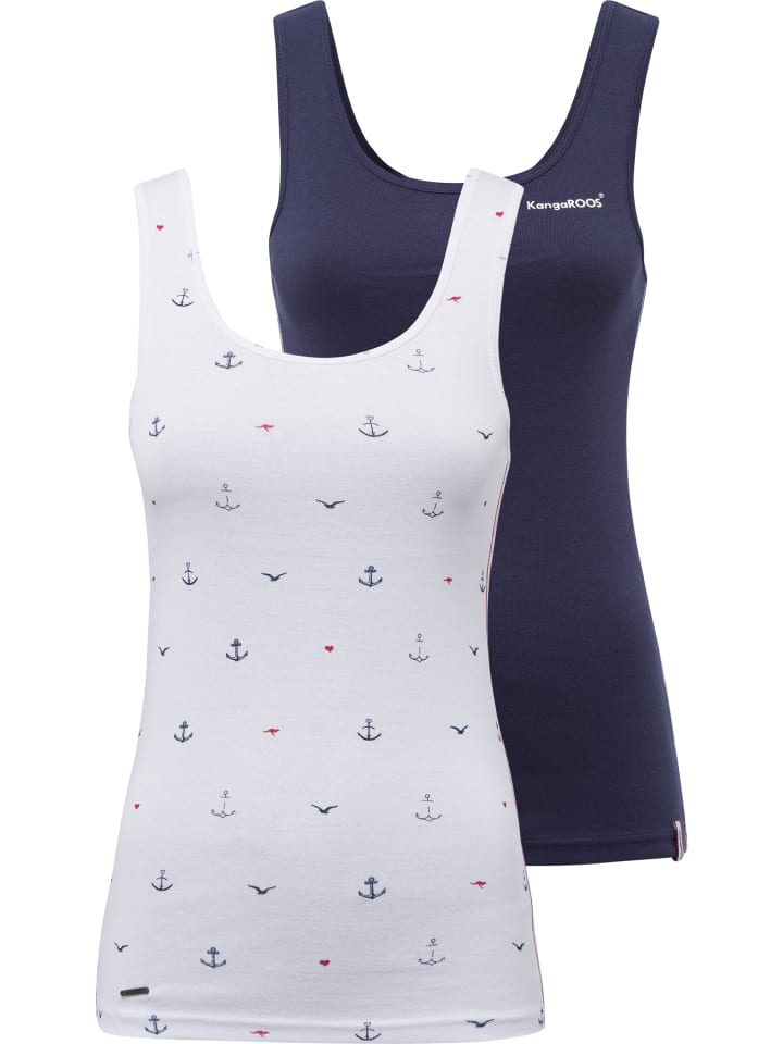 Ripptanktop in weiß-marine