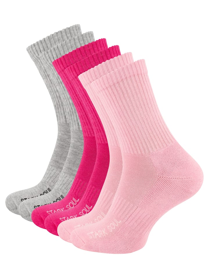Sportsocken 6 Paar, mit FROTTEESOHLE in pink/rosa/grau
