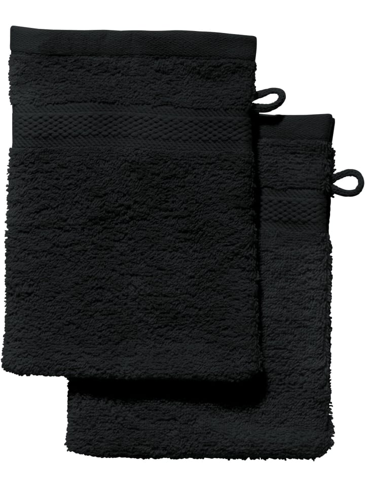 Frottier Waschhandschuh 2er-Pack Chicago in schwarz