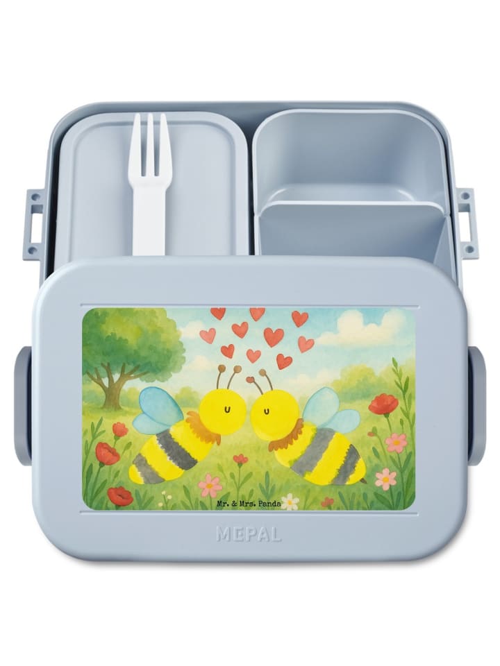 Bentobox Biene Liebe Design ohne Spruch in Blau Pastell