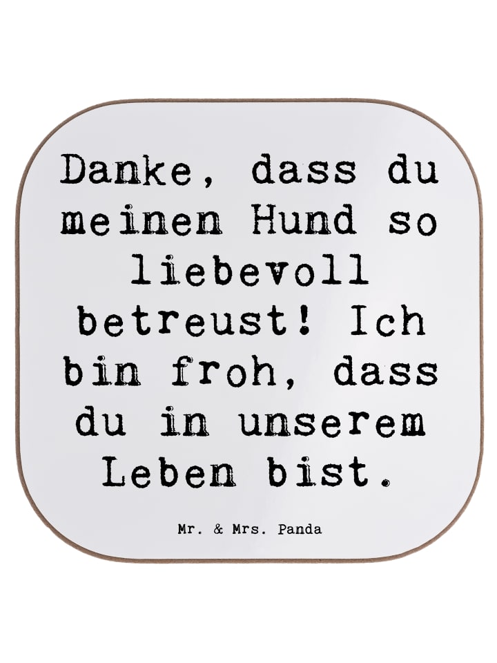 Untersetzer Glas Spruch Danke Hundesitter mit S... in Weiß