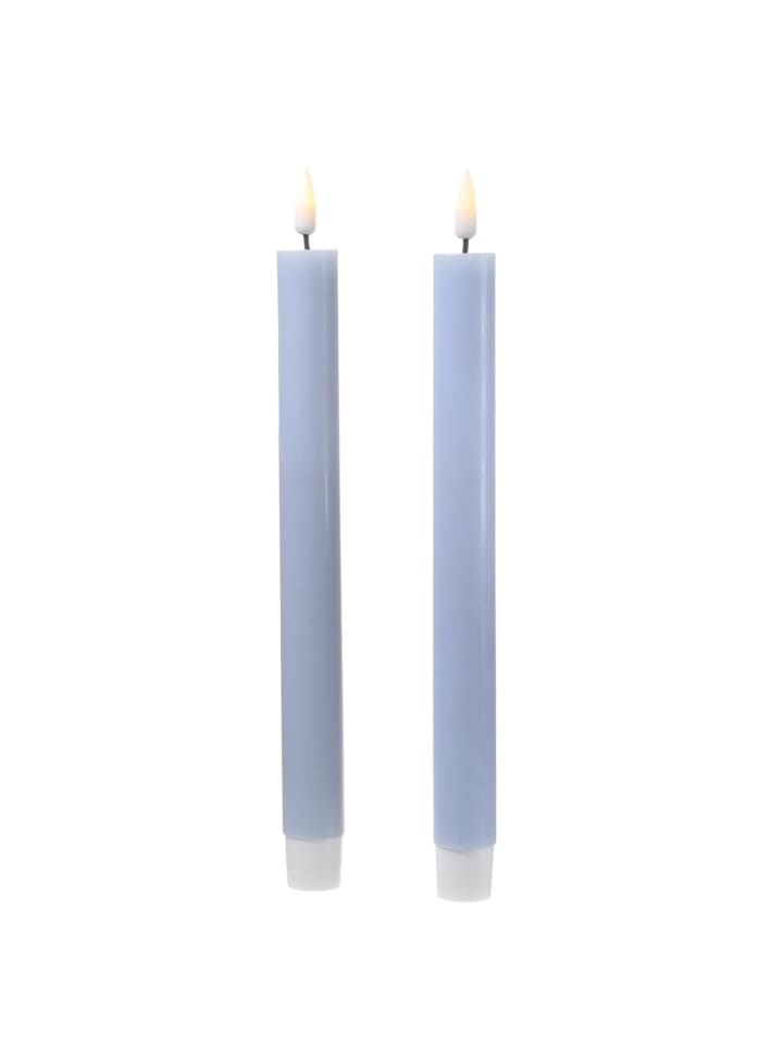 2x LED Stabkerzen Mia Tafelkerzen Echtwachs H: 24cm in hellblau