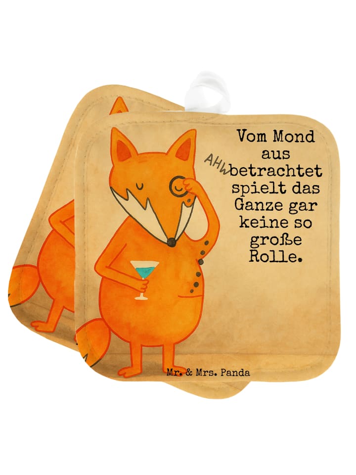 Topfhalter Fuchs Lord Design mit Spruch in Weiß