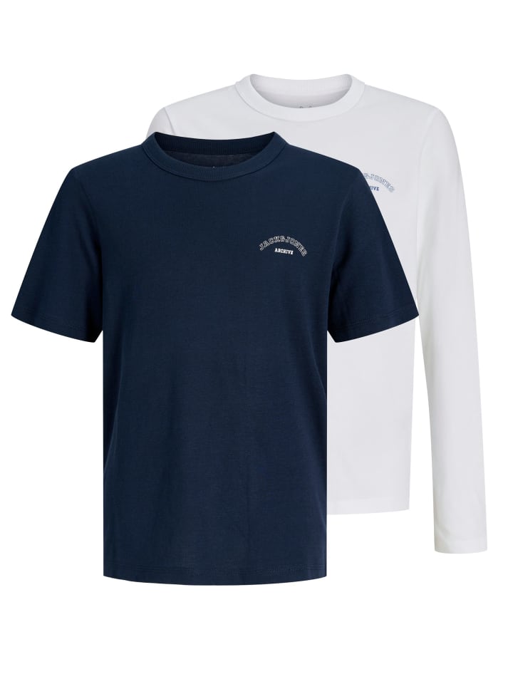2er-Pack T-Shirt & Langarmshirt JJCOLLEGE JNR in bright white