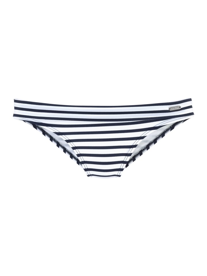 Bikini-Hose in weiß-marine-gestreift