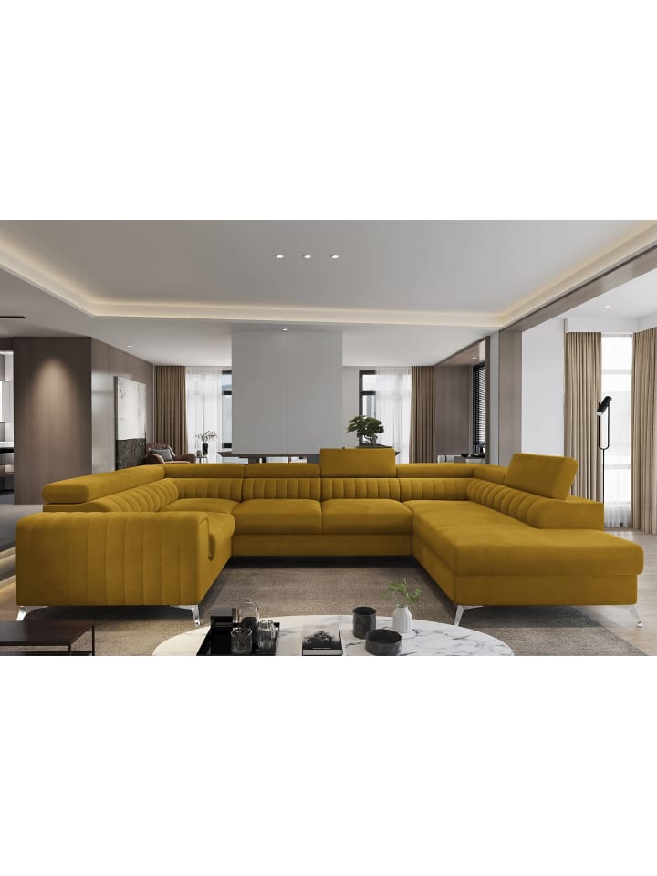 Luisa Recamiere Rechts in Senf -  (L) 202 x (B) 347 x (H) 92 cm