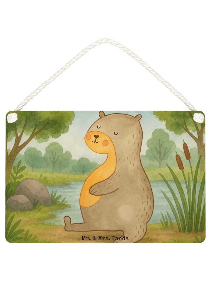 Schild Otter Bauch Design ohne Spruch in Weiß
