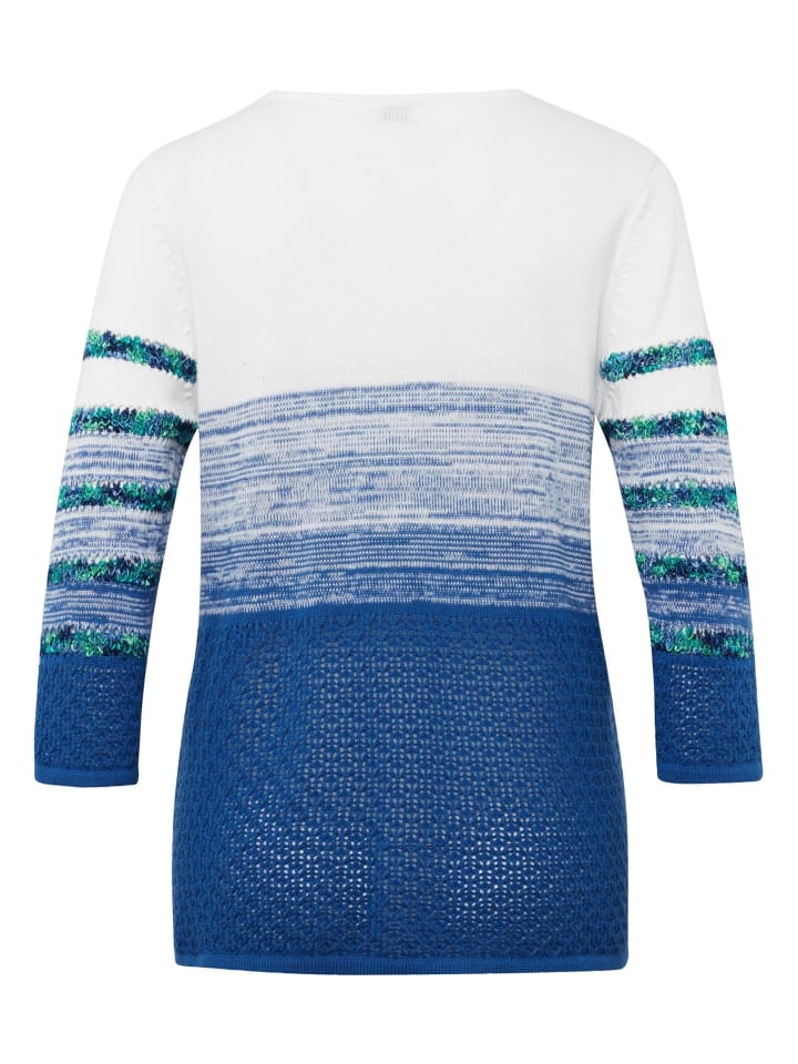 Kurzgröße: Leichter Pullover mit tollem Ringelmuster in royalblau / gemustert