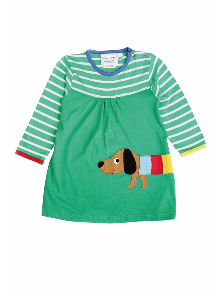 Jerseykleid mit Hunde Applikation in grün