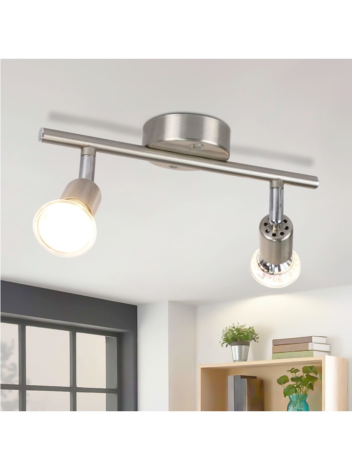 Deckenleuchte LED in Chrom 2-flammige GU10 Deckenspots L 26cm