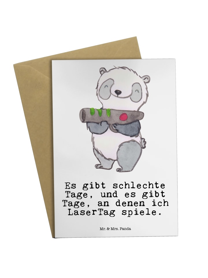 Glückwunschkarte Panda LaserTag mit Spruch in Weiß