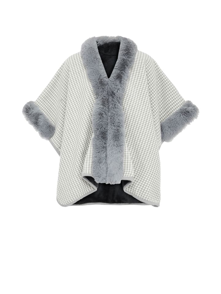 Damen Poncho in Hellgrau