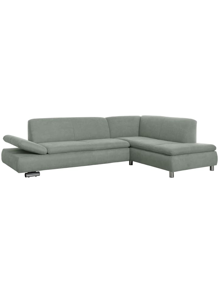ECKSOFA mit Ottomane rechts Kaye Flachgewebe hellgrün