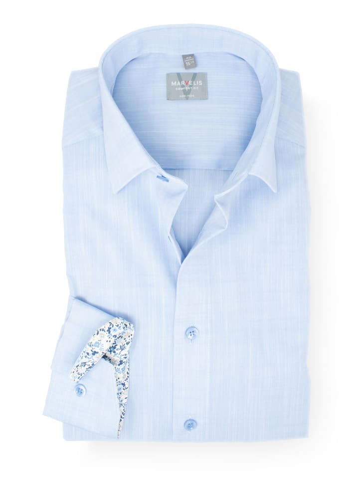 Comfort Fit Businesshemd in Bleu 11