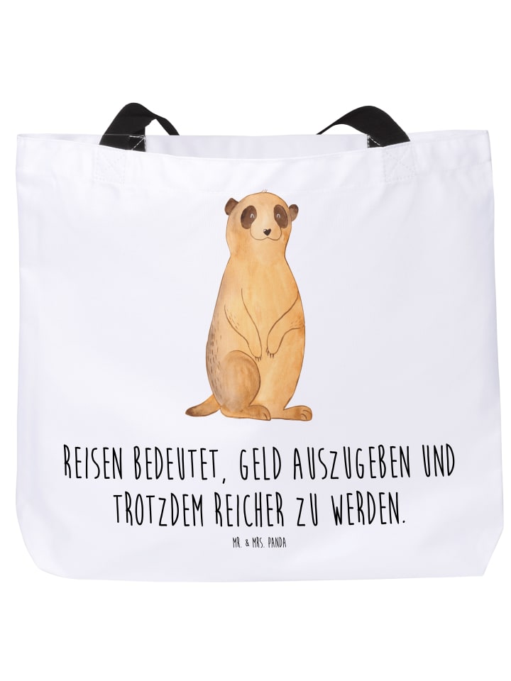 Tasche Erdmännchen mit Spruch in Weiß