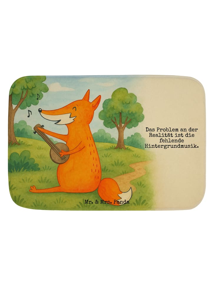Badematte Fuchs Gitarre Design mit Spruch in Weiß