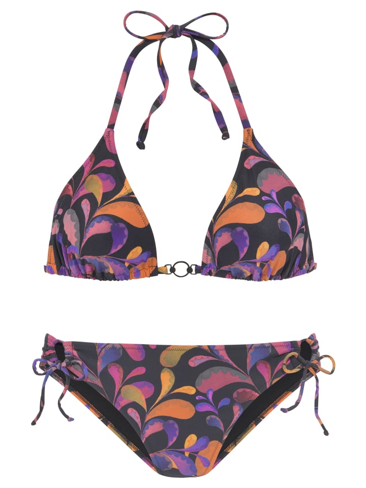 Triangel-Bikini in schwarz bedruckt