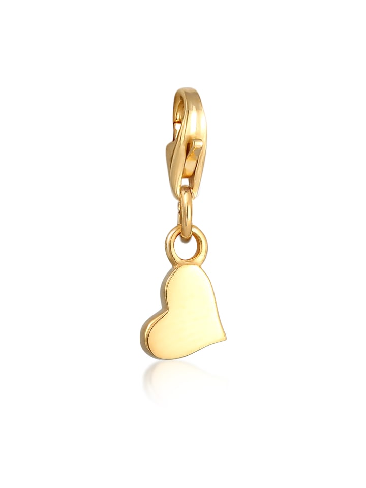 Charm 925 Sterling Silber Herz in Gold