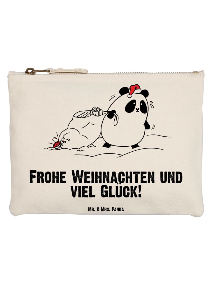 Federmappe Panda Weihnachten mit Spruch in Weiß