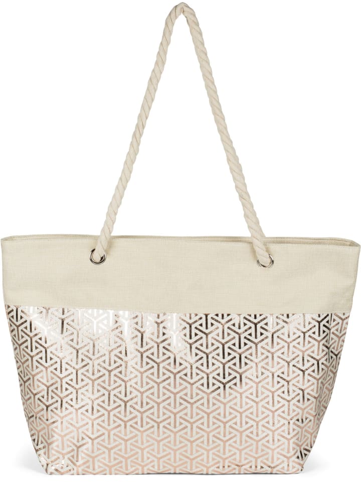 Strandtasche in Beige-Rosegold