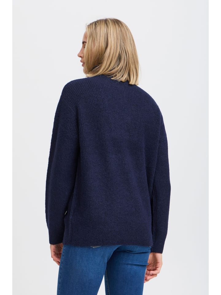 PZASTRA Zipper Roll Neck Pullover Oversize fit in Dark Sapphire Melange