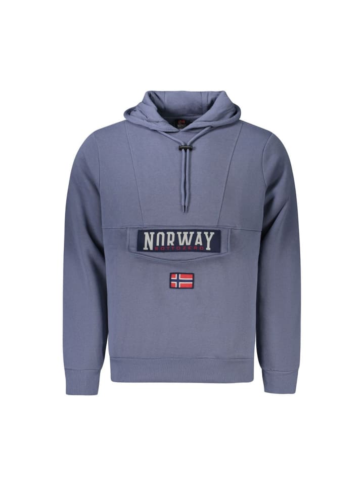 Blau Baumwolle Herren mit Kapuze Pullover