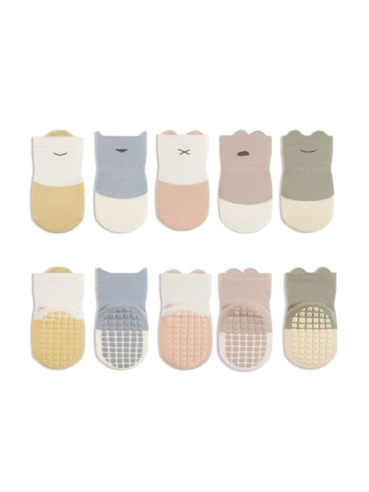 5er-Set 'Kleine Ohren' Rutschfeste Baby Boden-Socken