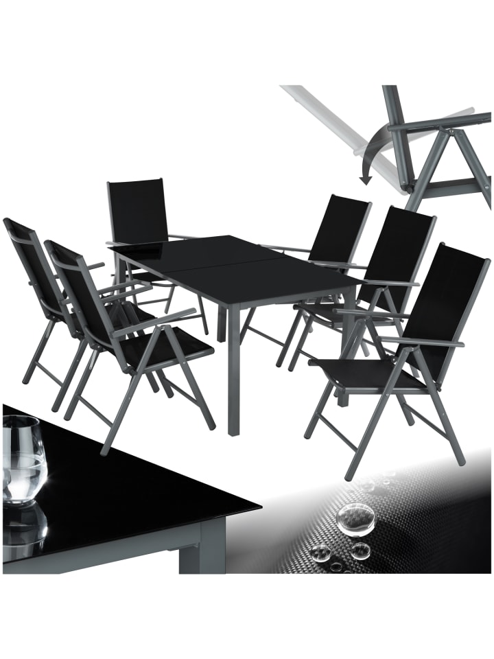 Sitzgruppe mit Aluminiumgestell für 6 Personen, wetterfest