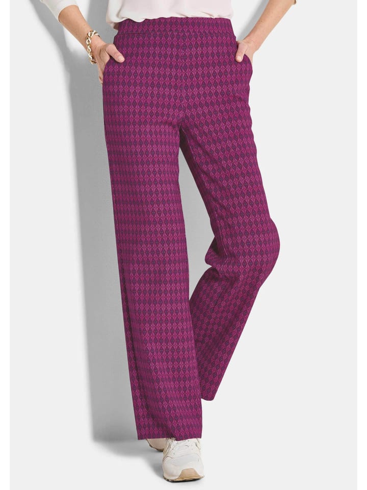 Kurzgröße: Elegante Schlupfhose mit weitem Bein in beere / gemustert