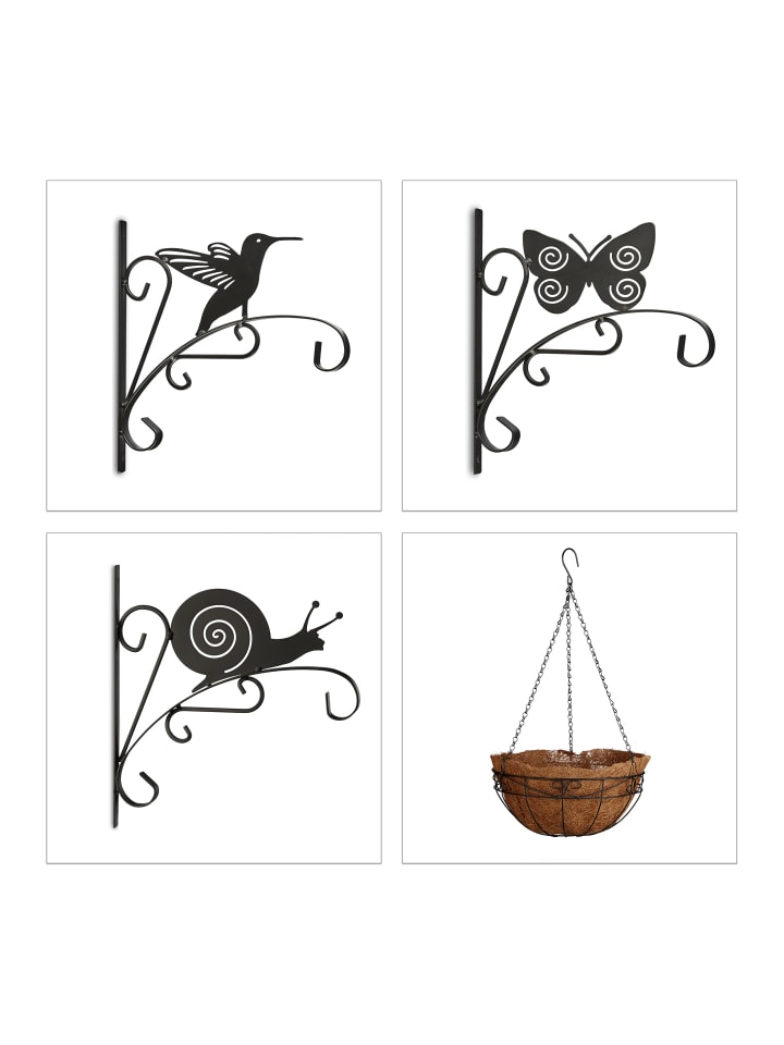 6tlg. Blumen-Set in Schwarz/ Braun