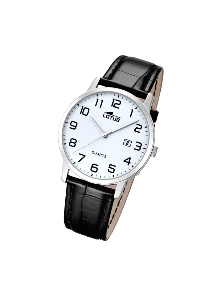 Analog-Armbanduhr Lotus Classic schwarz groß (ca. 40mm)
