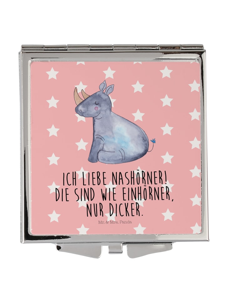 Mini Spiegel Einhorn Nashorn mit Spruch in Rot Pastell