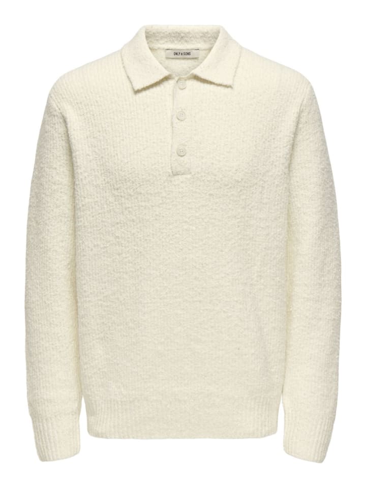Pullover ONSDALE RLX LS POLO KNIT in Weiß