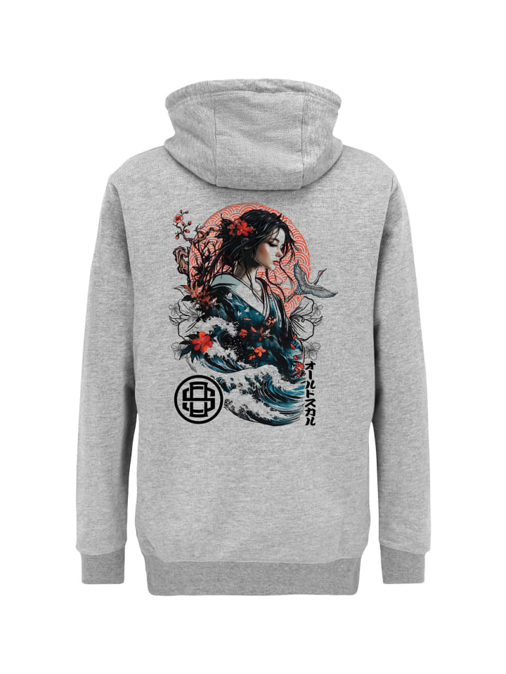Hoodie Asian Blossom Queen Logo Graphic in Heather Grey