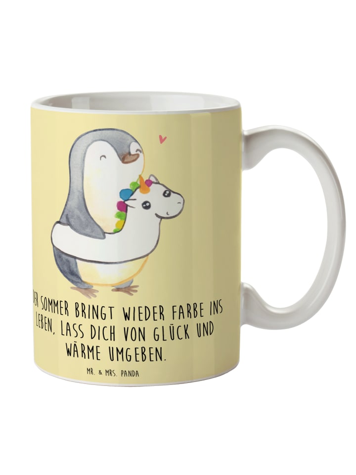 Tasse Sommerfarben mit Spruch in Gelb Pastell